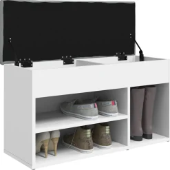 vidaXL Schoenenbank Wit 82x32x45,5 cm Bewerkt Hout