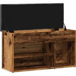 vidaXL Schoenenbank 82x32x45,5 cm bewerkt hout oud houtkleurig
