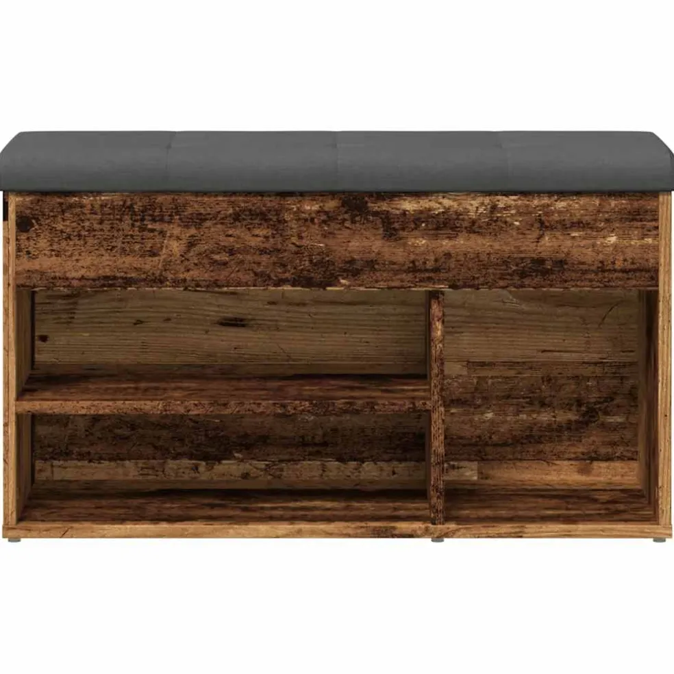 vidaXL Schoenenbank 82x32x45,5 cm bewerkt hout oud houtkleurig