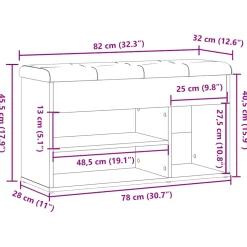 vidaXL Schoenenbank 82x32x45,5 cm bewerkt hout oud houtkleurig