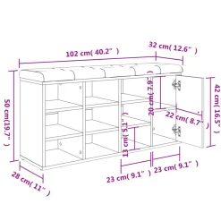vidaXL Schoenenbank 102x32x50 cm bewerkt hout betongrijs