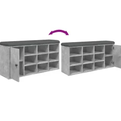 vidaXL Schoenenbank 102x32x50 cm bewerkt hout betongrijs