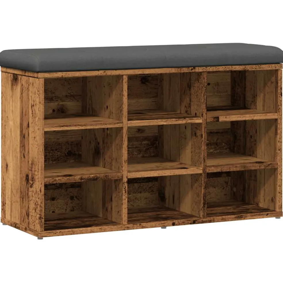 vidaXL Schoenenbank 82x32x50 cm bewerkt hout oud houtkleurig