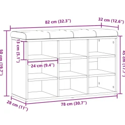 vidaXL Schoenenbank 82x32x50 cm bewerkt hout oud houtkleurig