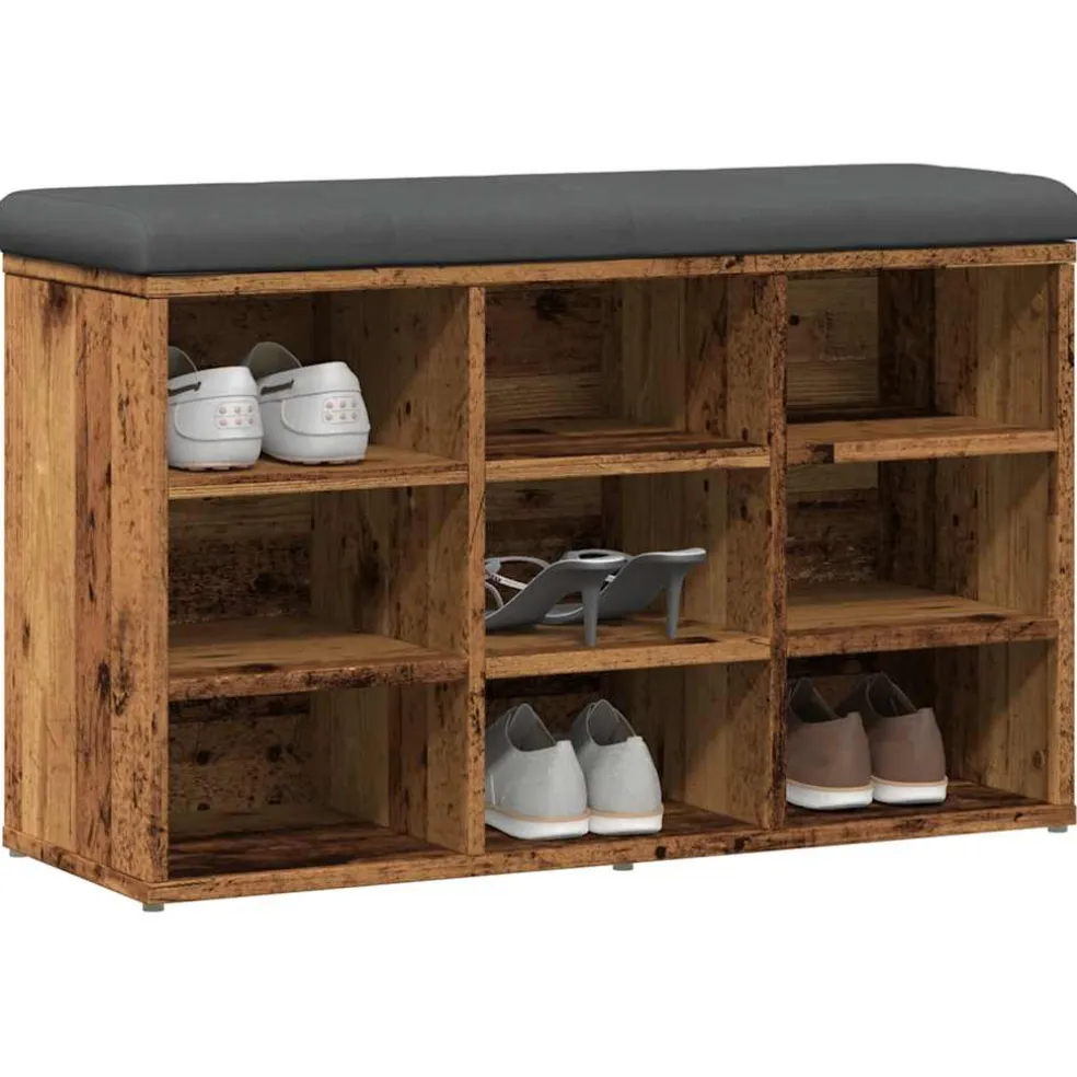 vidaXL Schoenenbank 82x32x50 cm bewerkt hout oud houtkleurig