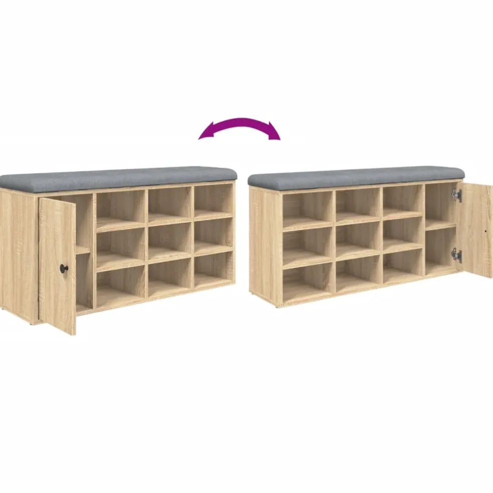 vidaXL Schoenenbank 102x32x50 cm bewerkt hout sonoma eikenkleurig