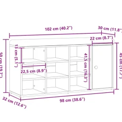 vidaXL Schoenenbank 102x32x50 cm bewerkt hout oud houtkleurig