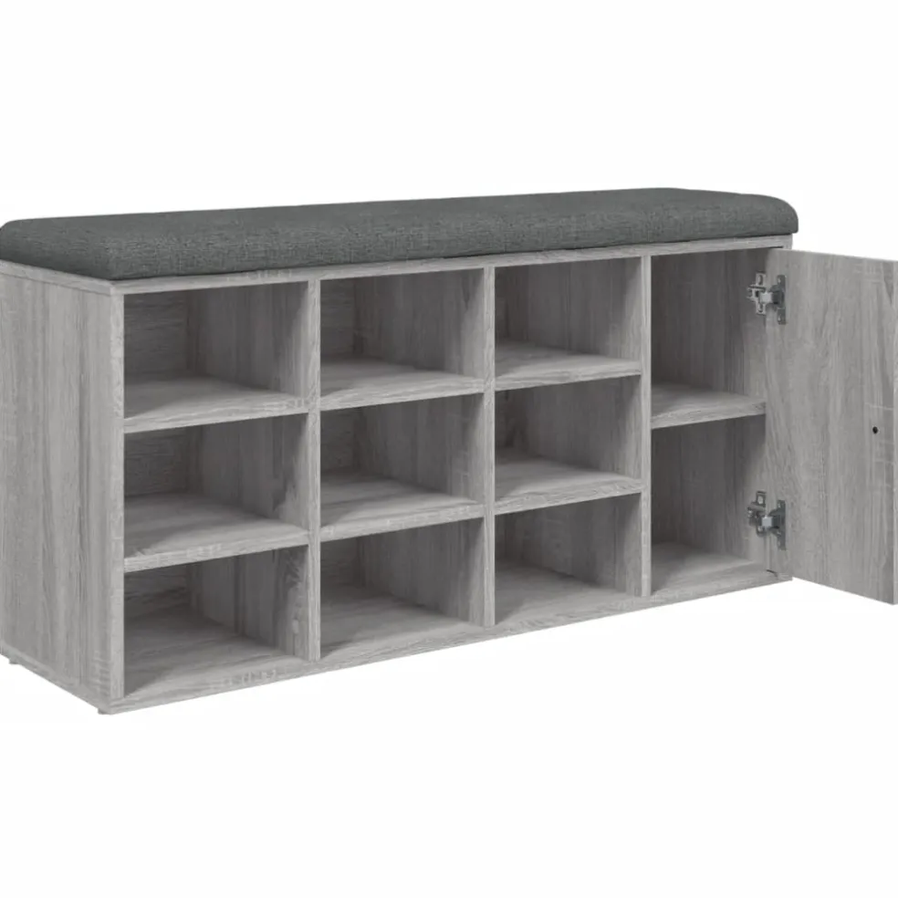 vidaXL Schoenenbank 102x32x50 cm bewerkt hout grijs sonoma eikenkleur