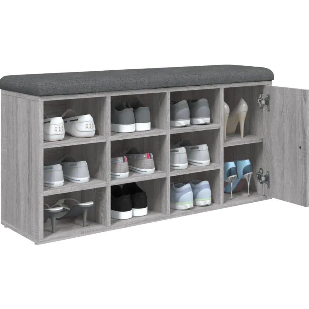 vidaXL Schoenenbank 102x32x50 cm bewerkt hout grijs sonoma eikenkleur