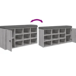 vidaXL Schoenenbank 102x32x50 cm bewerkt hout grijs sonoma eikenkleur