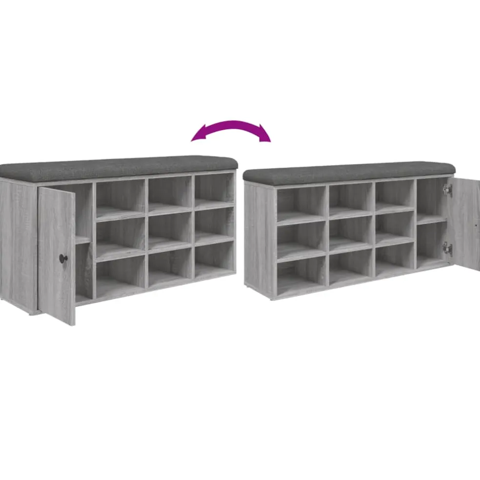 vidaXL Schoenenbank 102x32x50 cm bewerkt hout grijs sonoma eikenkleur