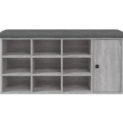 vidaXL Schoenenbank 102x32x50 cm bewerkt hout grijs sonoma eikenkleur