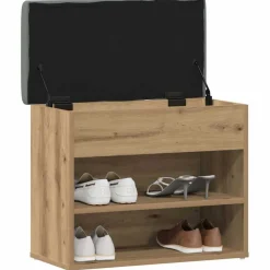 vidaXL Schoenenbank 102x32x50 cm bewerkt hout zwart