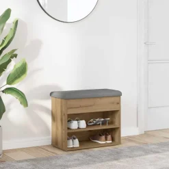 vidaXL Schoenenbank 62x32x50 cm bewerkt hout artisanaal eikenkleur