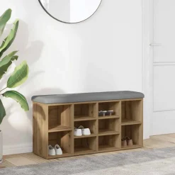vidaXL Schoenenbank 82x32x45,5 cm bewerkt hout artisanaal eikenkleur