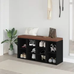 vidaXL Schoenenbank 103x30x48 cm bewerkt hout zwart