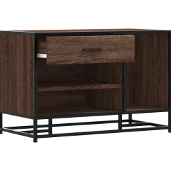vidaXL Schoenenbank 80x40x53,5 cm bewerkt hout en metaal bruin eiken