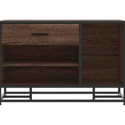 vidaXL Schoenenbank 80x40x53,5 cm bewerkt hout en metaal bruin eiken