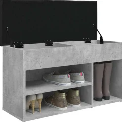 vidaXL Schoenenbank 82x32x45,5 cm bewerkt hout betongrijs