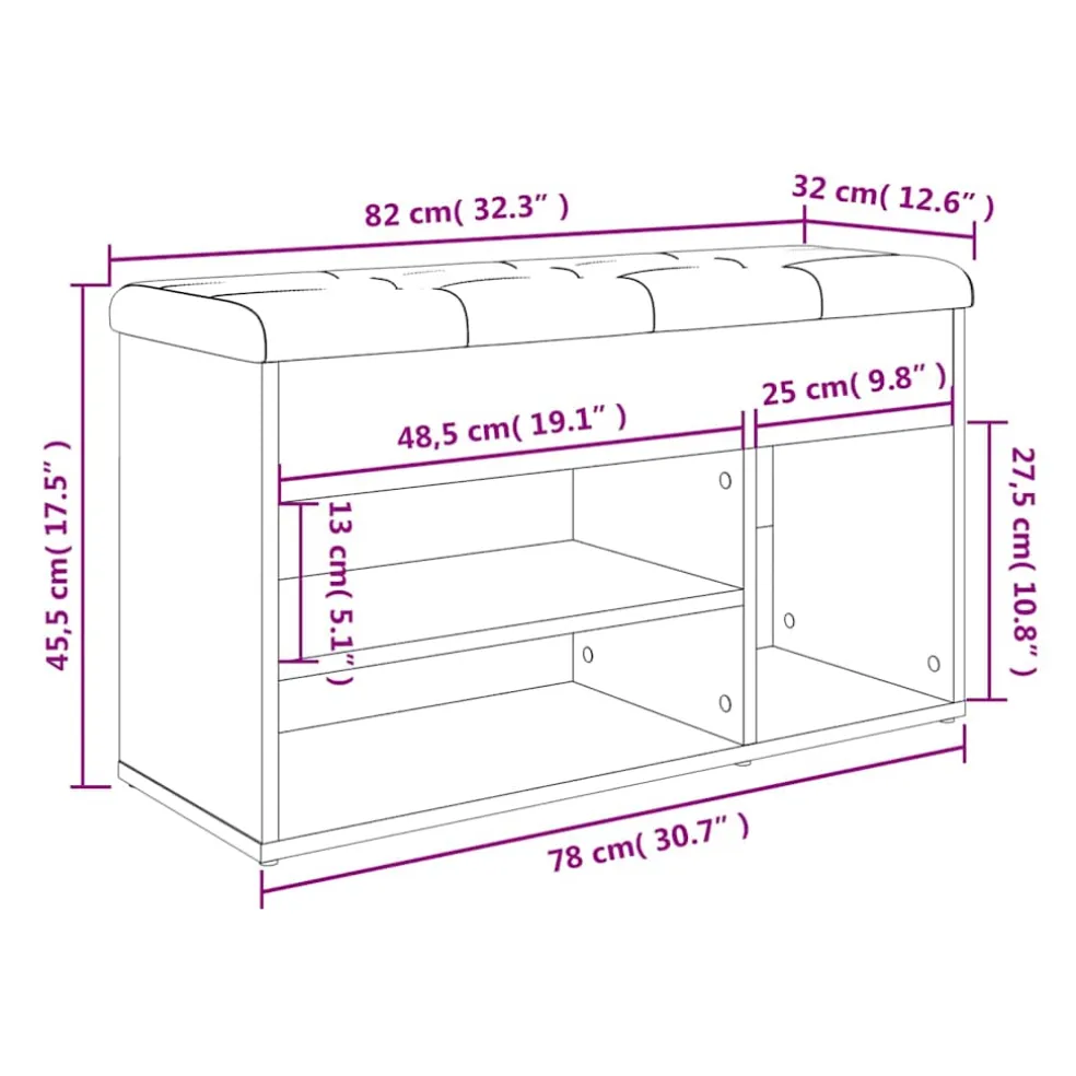 vidaXL Schoenenbank 82x32x45,5 cm bewerkt hout betongrijs