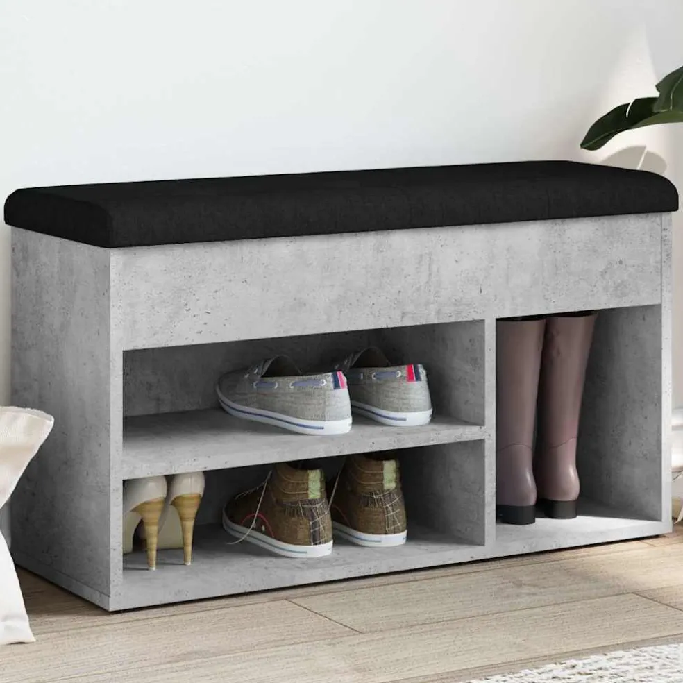 vidaXL Schoenenbank 82x32x45,5 cm bewerkt hout betongrijs