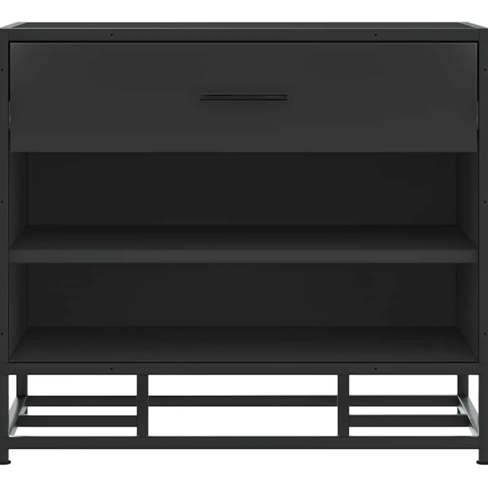 vidaXL Schoenenbank 60x40x53,5 cm bewerkt hout en metaal zwart