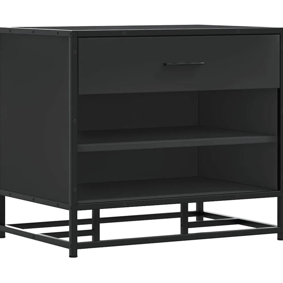 vidaXL Schoenenbank 60x40x53,5 cm bewerkt hout en metaal zwart