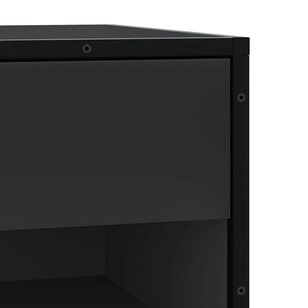 vidaXL Schoenenbank 60x40x53,5 cm bewerkt hout en metaal zwart