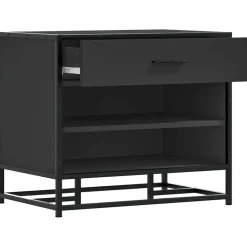 vidaXL Schoenenbank 60x40x53,5 cm bewerkt hout en metaal zwart