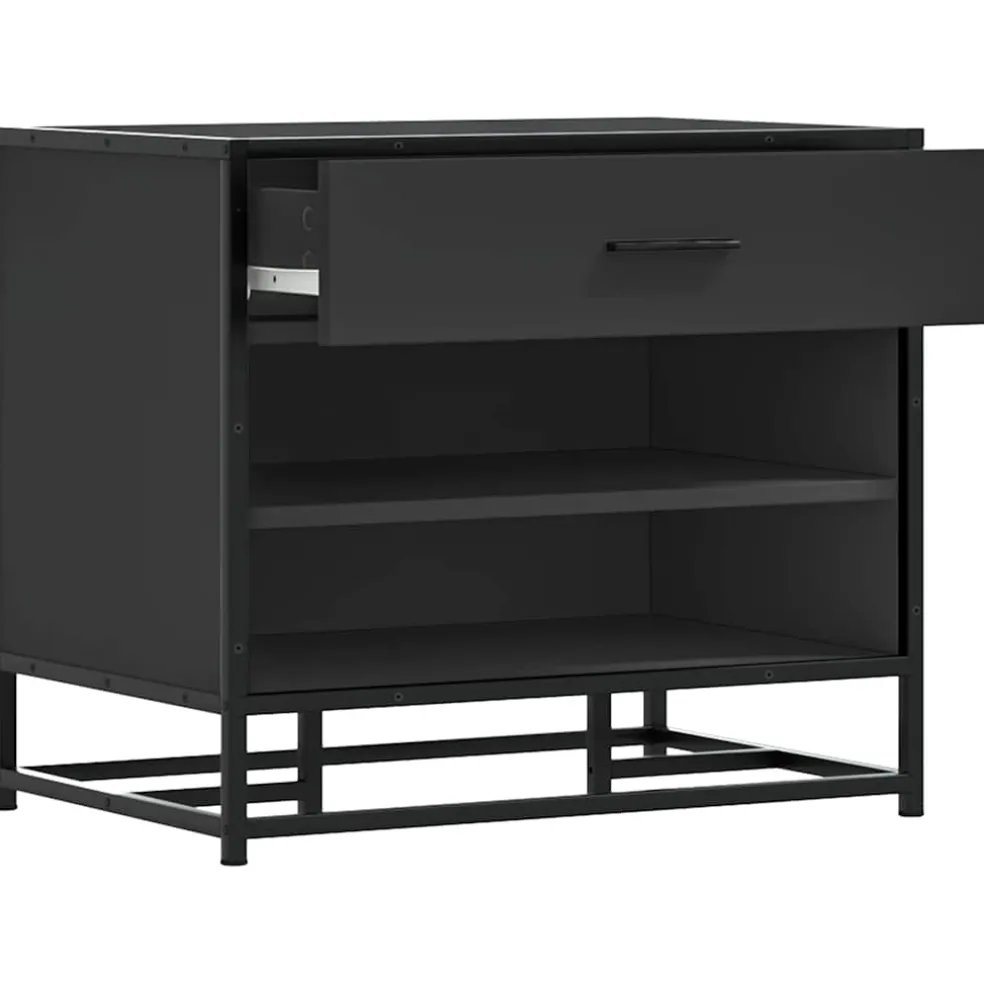 vidaXL Schoenenbank 60x40x53,5 cm bewerkt hout en metaal zwart