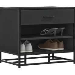 vidaXL Schoenenbank 60x40x53,5 cm bewerkt hout en metaal zwart