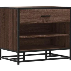 vidaXL Schoenenbank 60x40x53,5 cm bewerkt hout en metaal bruin eiken