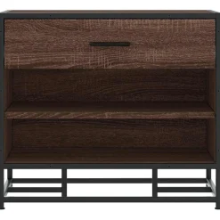 vidaXL Schoenenbank 60x40x53,5 cm bewerkt hout en metaal bruin eiken