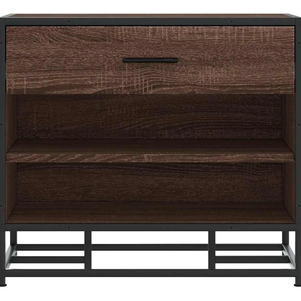 vidaXL Schoenenbank 60x40x53,5 cm bewerkt hout en metaal bruin eiken