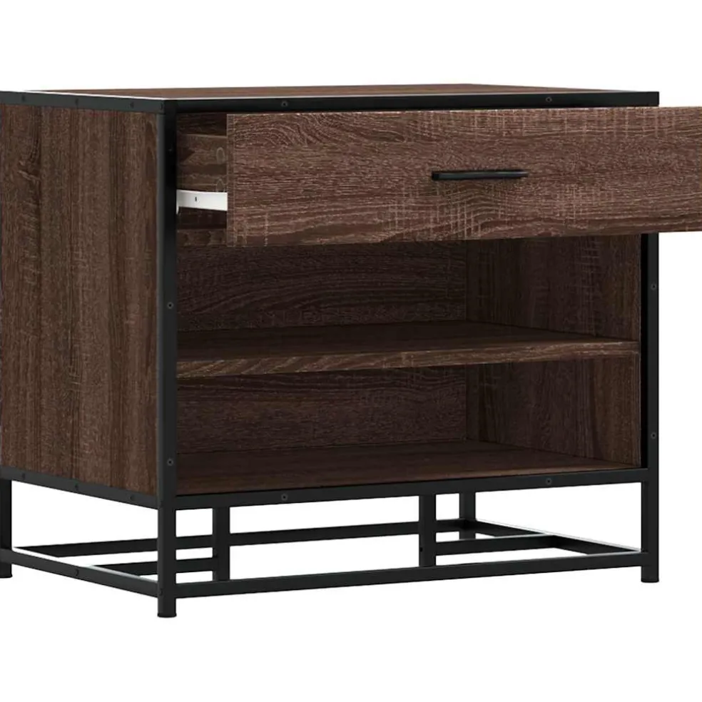 vidaXL Schoenenbank 60x40x53,5 cm bewerkt hout en metaal bruin eiken
