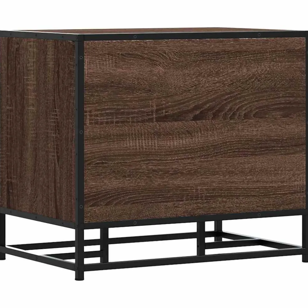 vidaXL Schoenenbank 60x40x53,5 cm bewerkt hout en metaal bruin eiken