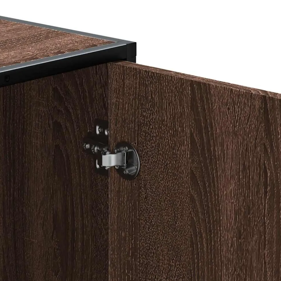 vidaXL Schoenenbank 100x40x53,5 cm bewerkt hout en metaal bruin eiken
