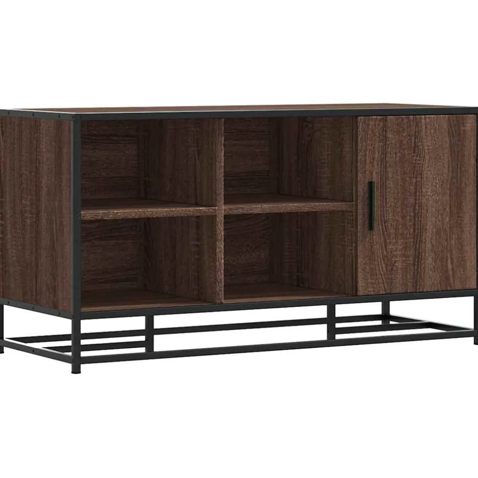 vidaXL Schoenenbank 100x40x53,5 cm bewerkt hout en metaal bruin eiken