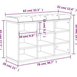 vidaXL Schoenenbank 82x32x50 cm bewerkt hout grijs sonoma eikenkleurig