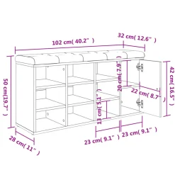 vidaXL Schoenenbank 102x32x50 cm bewerkt hout gerookt eikenkleurig