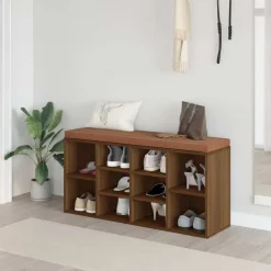 vidaXL Schoenenbank 103x30x48 cm bewerkt hout bruin eikenkleur
