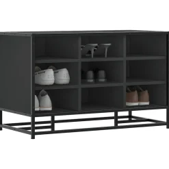 vidaXL Schoenenbank 84x40x53,5 cm bewerkt hout en metaal zwart