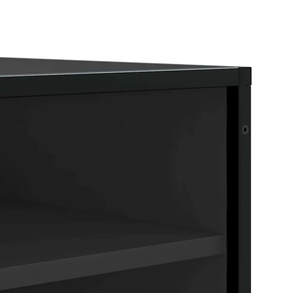 vidaXL Schoenenbank 84x40x53,5 cm bewerkt hout en metaal zwart
