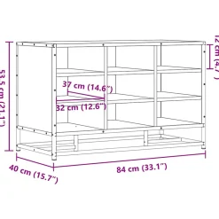 vidaXL Schoenenbank 84x40x53,5 cm bewerkt hout en metaal zwart