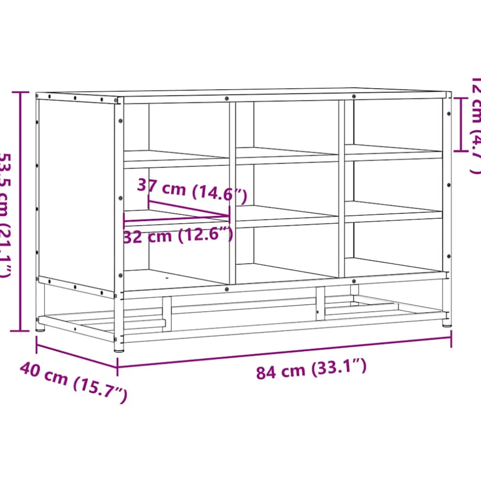 vidaXL Schoenenbank 84x40x53,5 cm bewerkt hout en metaal zwart