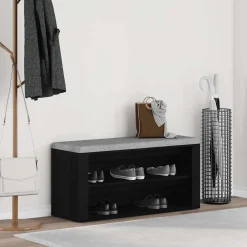 vidaXL Schoenenbank 100x35x45 cm bewerkt hout zwart eikenkleurig