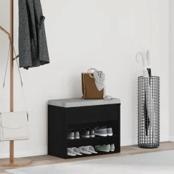 vidaXL Schoenenbank 60 x 30 x 45 cm Bewerkt hout Zwart Eiken
