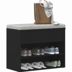 vidaXL Schoenenbank 60 x 30 x 45 cm Bewerkt hout Zwart Eiken