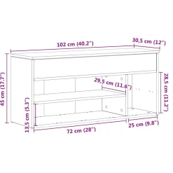 vidaXL Schoenenbank 102x30,5x45 cm bewerkt hout artisanaal eikenkleur