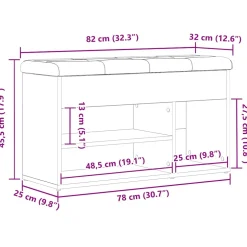 vidaXL Schoenenbank Zwart 80 x 30 x 45 cm Bewerkt hout
